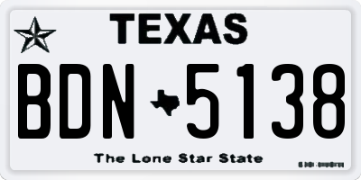 TX license plate BDN5138