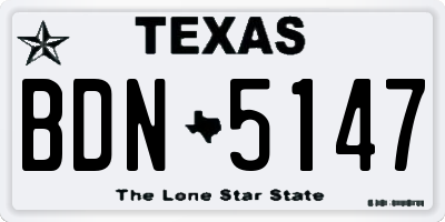 TX license plate BDN5147