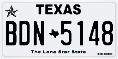 TX license plate BDN5148