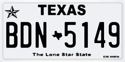 TX license plate BDN5149