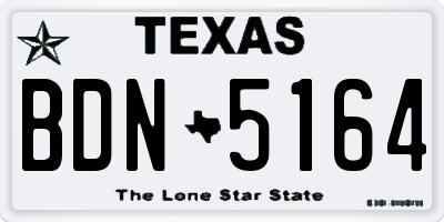 TX license plate BDN5164
