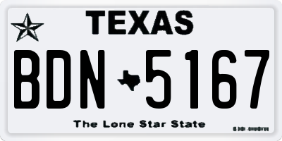 TX license plate BDN5167