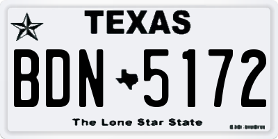 TX license plate BDN5172