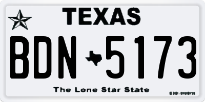 TX license plate BDN5173