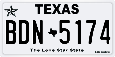 TX license plate BDN5174