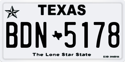 TX license plate BDN5178