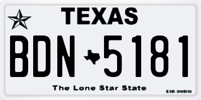 TX license plate BDN5181