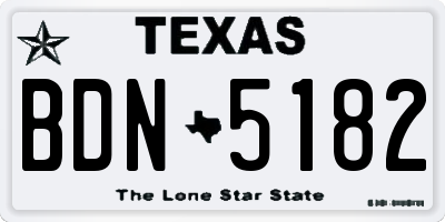 TX license plate BDN5182