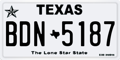 TX license plate BDN5187