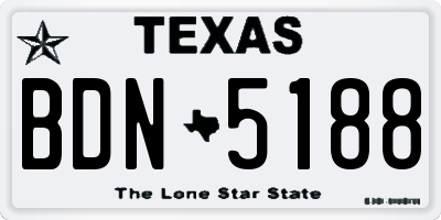 TX license plate BDN5188