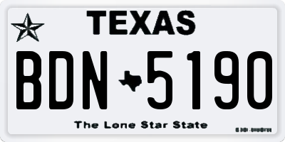 TX license plate BDN5190
