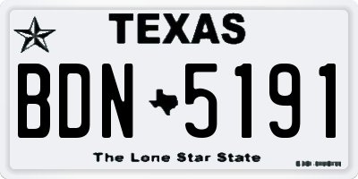 TX license plate BDN5191