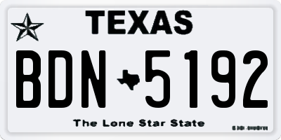 TX license plate BDN5192