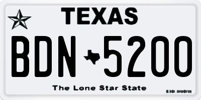 TX license plate BDN5200