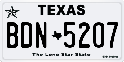 TX license plate BDN5207