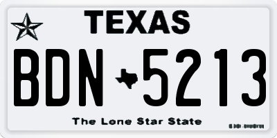 TX license plate BDN5213