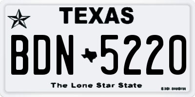 TX license plate BDN5220