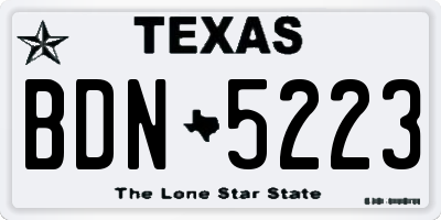 TX license plate BDN5223