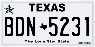 TX license plate BDN5231