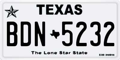 TX license plate BDN5232