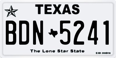 TX license plate BDN5241