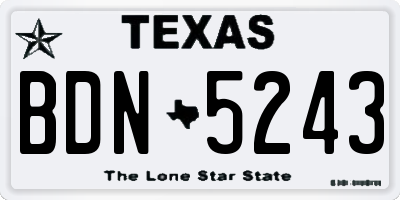 TX license plate BDN5243