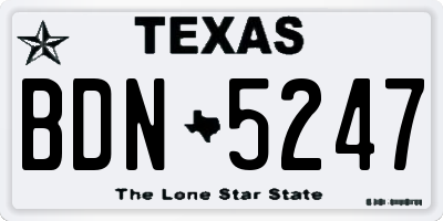 TX license plate BDN5247