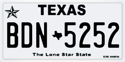 TX license plate BDN5252