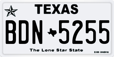TX license plate BDN5255