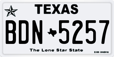 TX license plate BDN5257