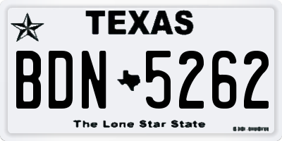 TX license plate BDN5262