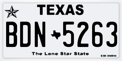 TX license plate BDN5263