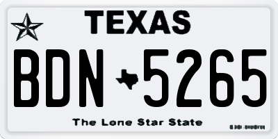 TX license plate BDN5265