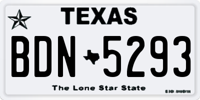TX license plate BDN5293