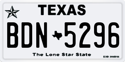 TX license plate BDN5296