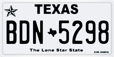 TX license plate BDN5298