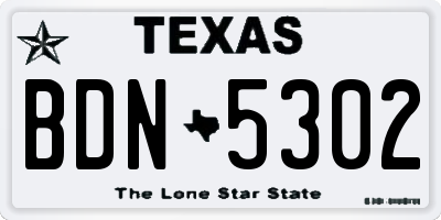 TX license plate BDN5302