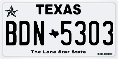 TX license plate BDN5303