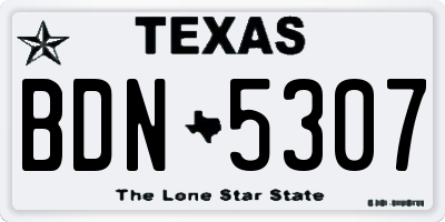 TX license plate BDN5307