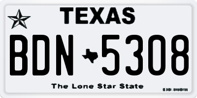 TX license plate BDN5308