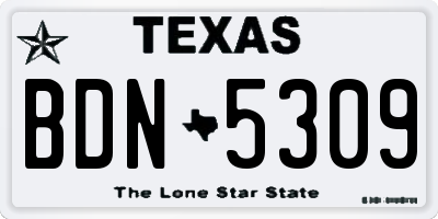 TX license plate BDN5309