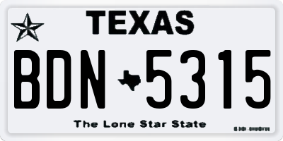 TX license plate BDN5315