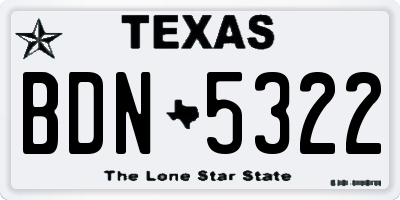 TX license plate BDN5322