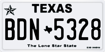 TX license plate BDN5328