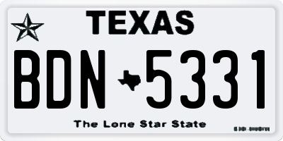 TX license plate BDN5331