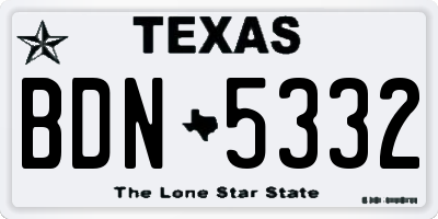 TX license plate BDN5332