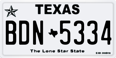 TX license plate BDN5334
