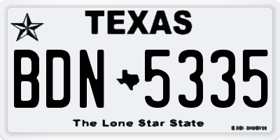 TX license plate BDN5335