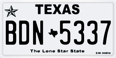 TX license plate BDN5337