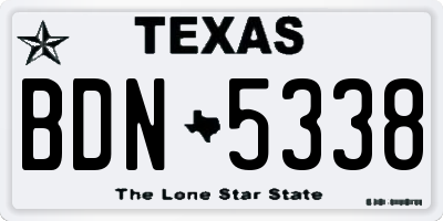 TX license plate BDN5338
